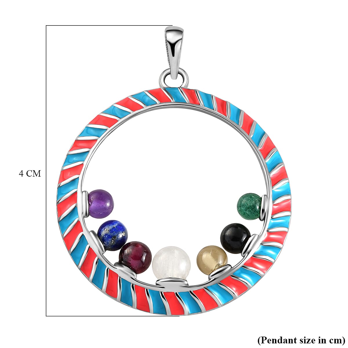 Multi Gemstone Circle Enamelled Pendant 4.00 Ct. 3865127 6