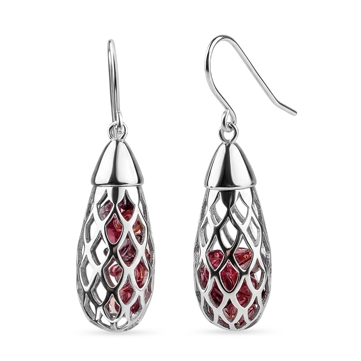 Multi Gemstones Earring with Hook in Rhodium Overlay Sterling Silver 9.50 Ct. 8179970 0