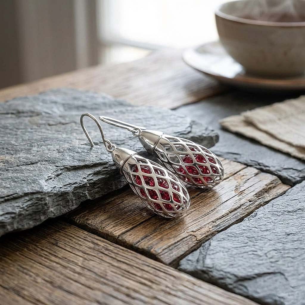 Multi Gemstones Earring with Hook in Rhodium Overlay Sterling Silver 9.50 Ct.