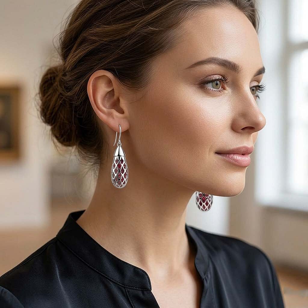 Multi Gemstones Earring with Hook in Rhodium Overlay Sterling Silver 9.50 Ct. 8179970 2