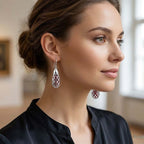 Multi Gemstones Earring with Hook in Rhodium Overlay Sterling Silver 9.50 Ct.