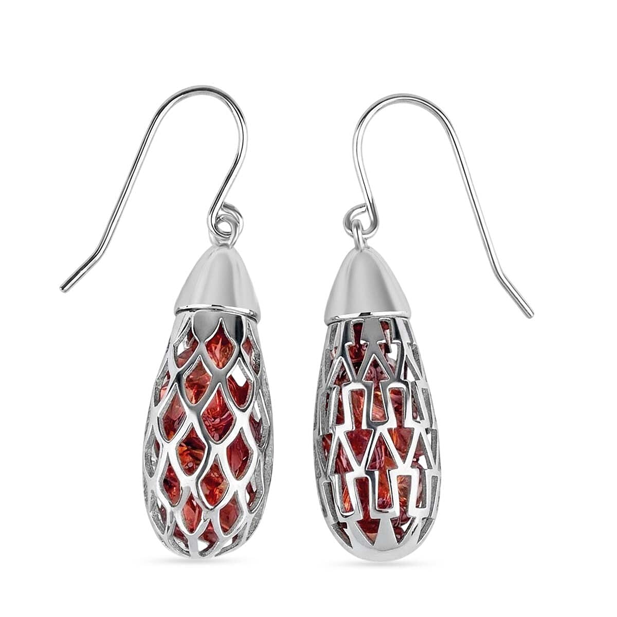 Multi Gemstones Earring with Hook in Rhodium Overlay Sterling Silver 9.50 Ct. 8179970 3
