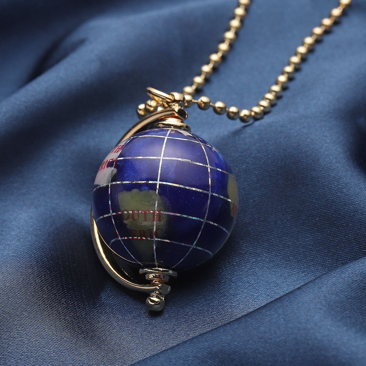 Close Out Deal- Gemstone Globe pendant with 30 Inch Bead Necklace 7840093 1