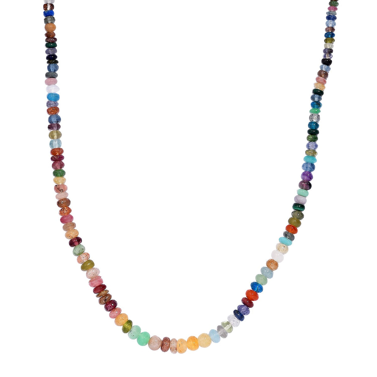 Multi Gemstones Necklace (Size - 18-2 Ext) in Rhodium Overlay Sterling Silver 70.00 Ct. 8054306 0