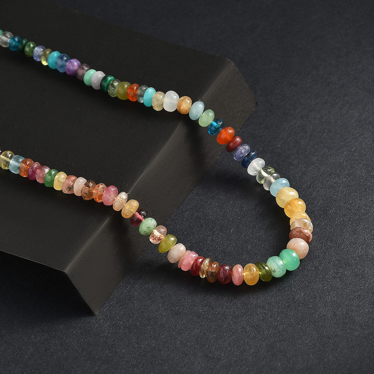 Multi Gemstones Necklace (Size - 18-2 Ext) in Rhodium Overlay Sterling Silver 70.00 Ct. 8054306 2