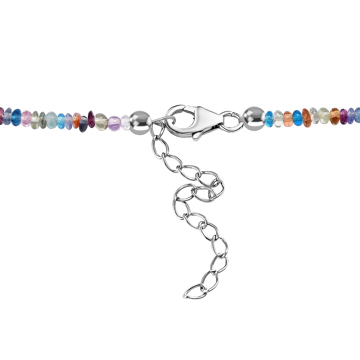 Multi Gemstones Necklace (Size - 18-2 Ext) in Rhodium Overlay Sterling Silver 70.00 Ct. 8054306 4
