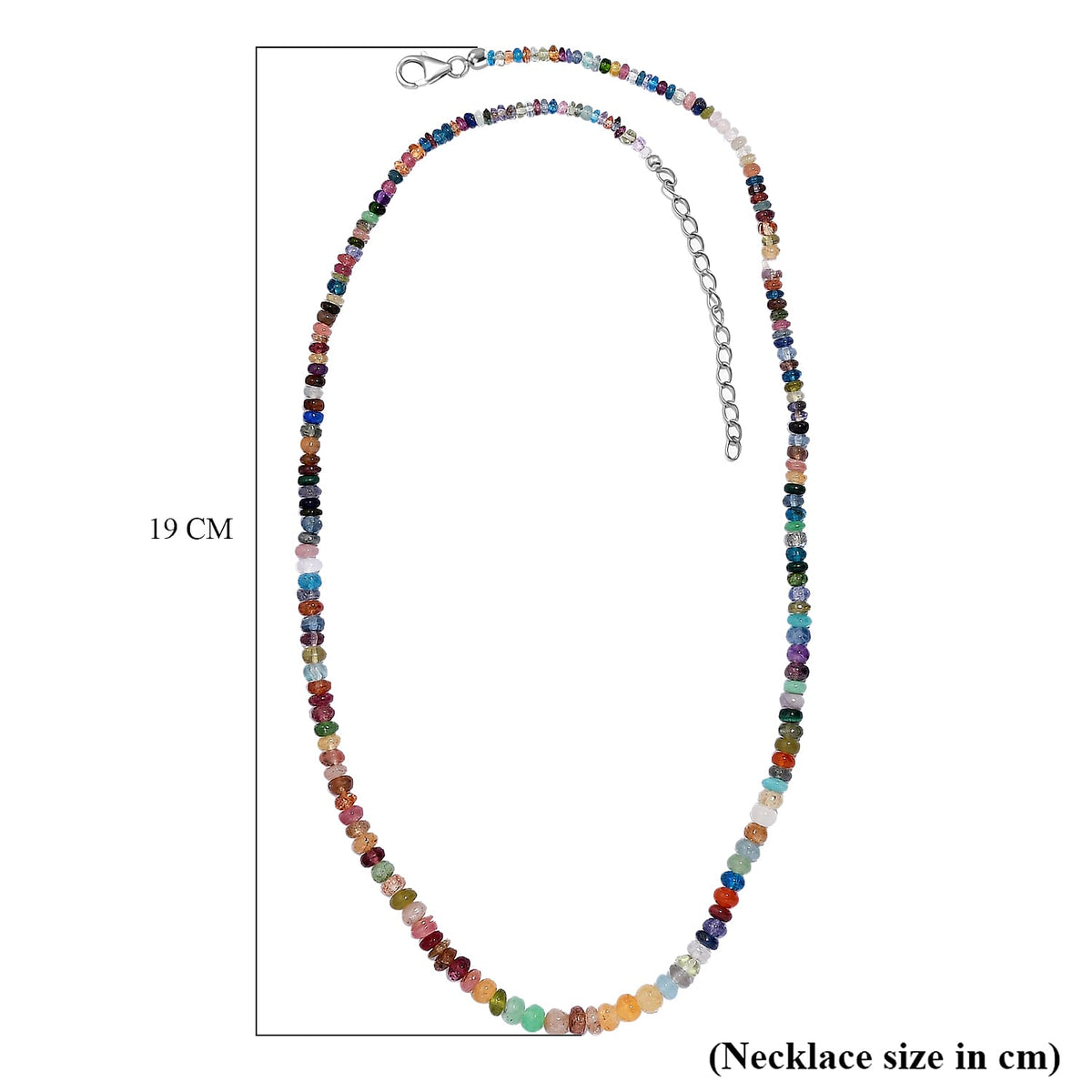 Multi Gemstones Necklace (Size - 18-2 Ext) in Rhodium Overlay Sterling Silver 70.00 Ct. 8054306 5