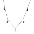 Multi Gemstones Necklace (Size - 18) in Rhodium Sterling Silver 12.0 Ct.