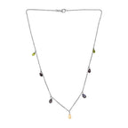 Multi Gemstones Necklace (Size - 18) in Rhodium Sterling Silver 12.0 Ct.