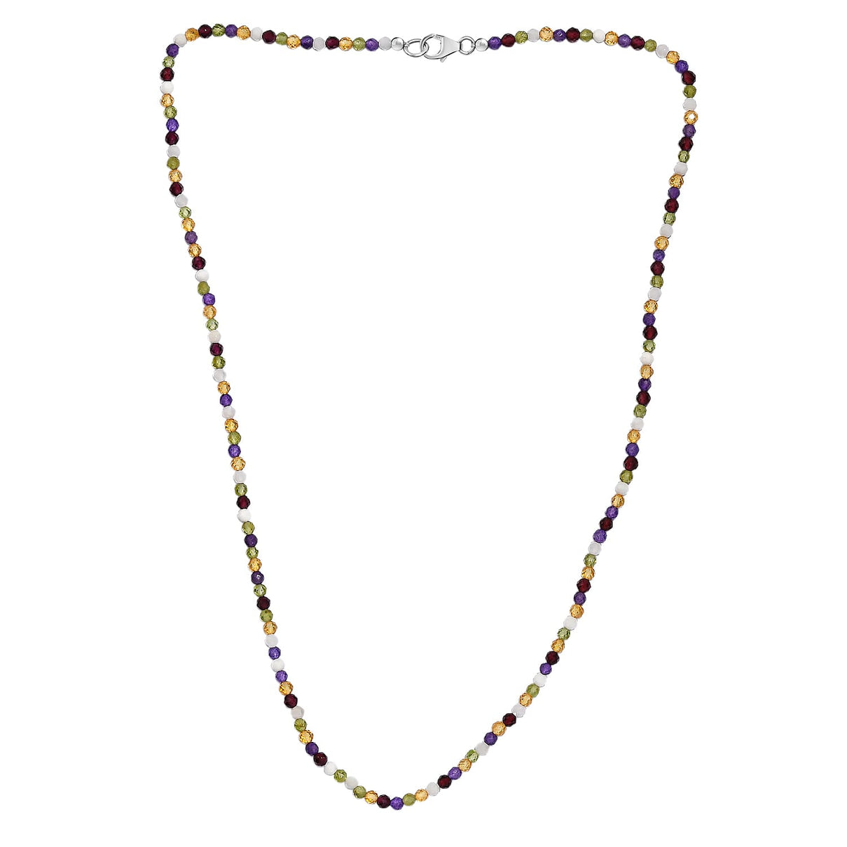 Multi Gemstones Necklace (Size - 20) in Rhodium Sterling Silver 35.0 Ct. 7955941 2