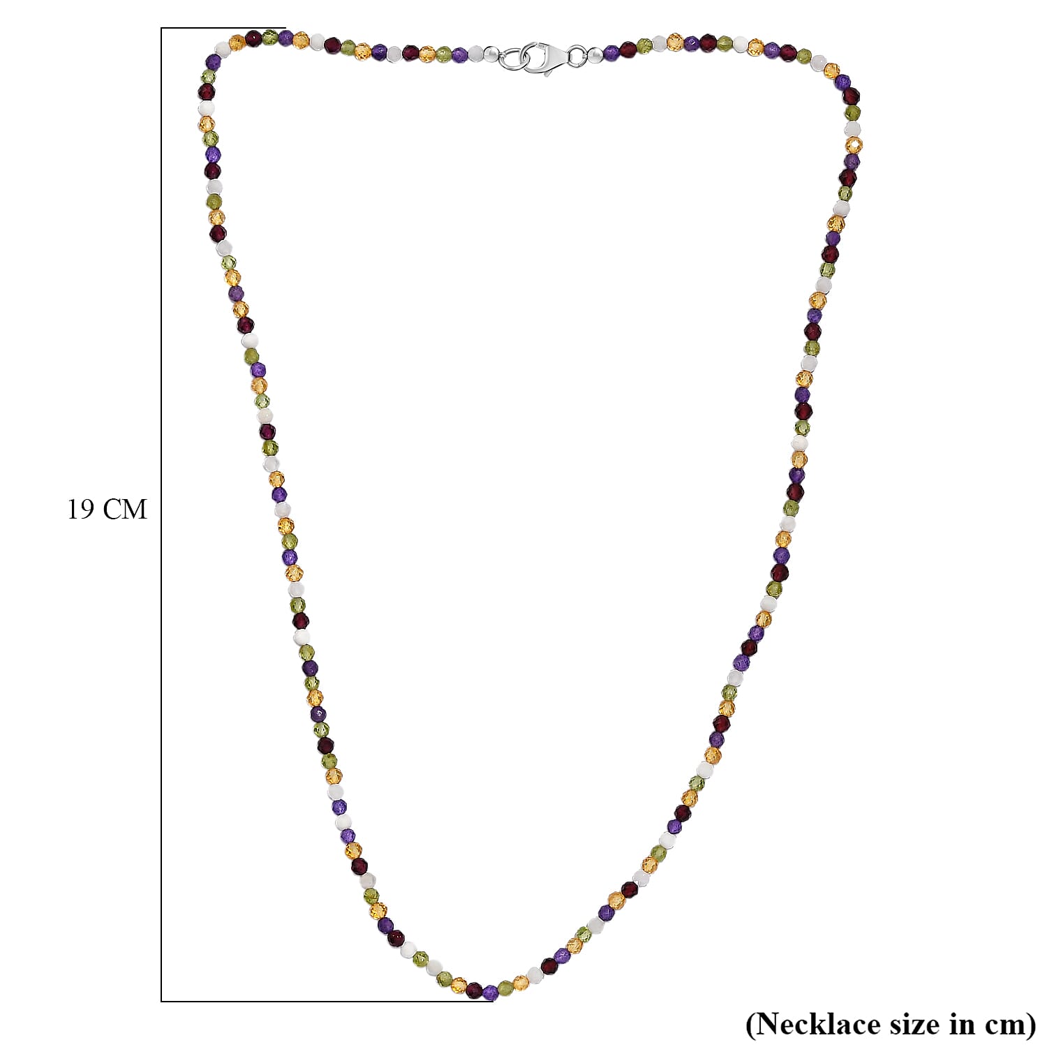 Multi Gemstones Necklace (Size - 20) in Rhodium Sterling Silver 35.0 Ct. 7955941 4