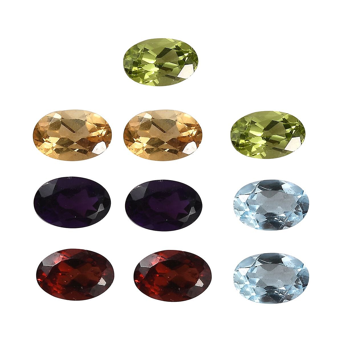 Set of 2 Red Garnet (6X4mm), 2 Peridot (6X4mm), 2 Skyblue Topaz (6x4mm), 2 Citrine (6x4mm) and 2 Afr 7934283 0