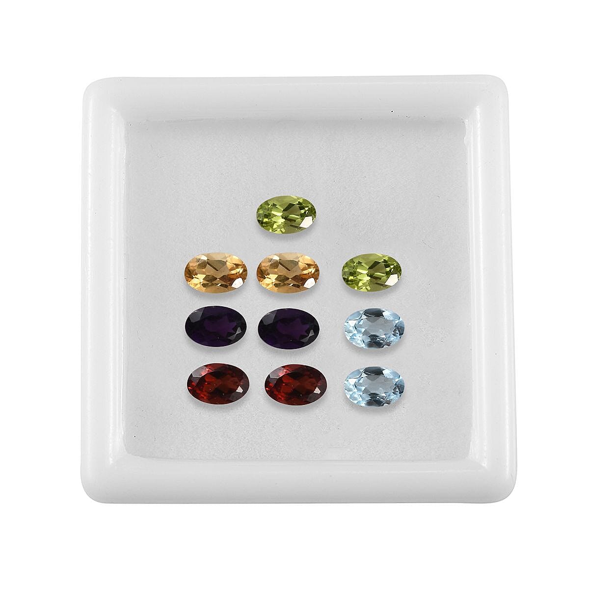 Set of 2 Red Garnet (6X4mm), 2 Peridot (6X4mm), 2 Skyblue Topaz (6x4mm), 2 Citrine (6x4mm) and 2 Afr 7934283 4