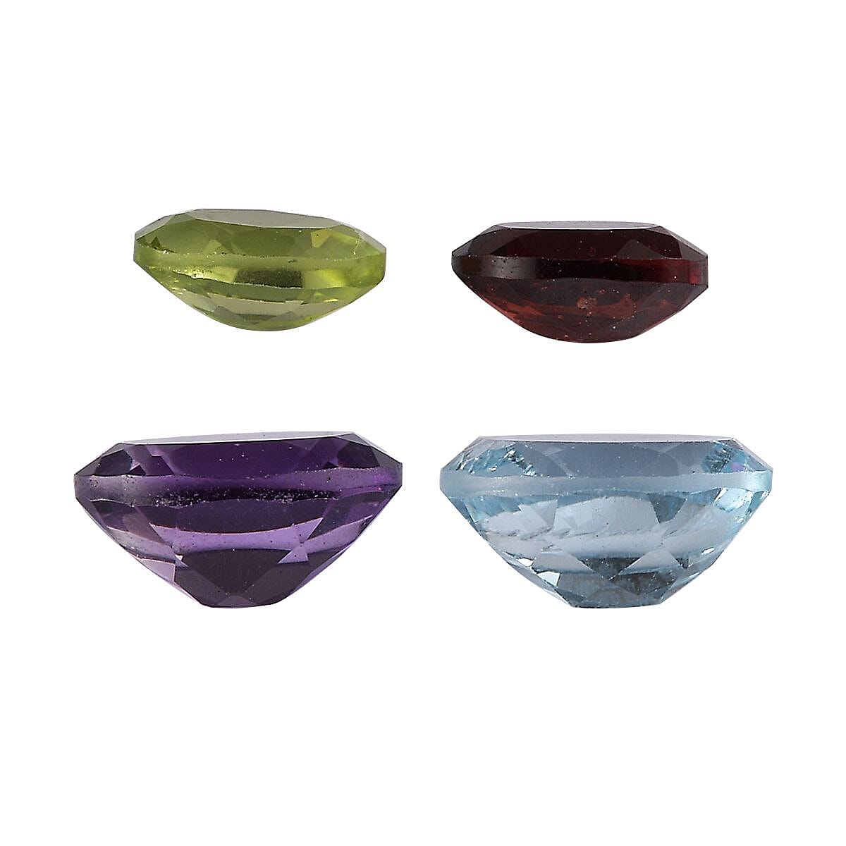 Set of Red Garnet (6X4mm), Peridot (6X4mm), Skyblue Topaz (8x6mm), and African Amethyst (8x6mm) Loos V32607936 3