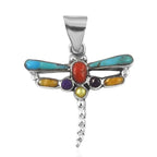 Santa Fe Collection - Multi Gemstones Dragonfly Pendant Sterling Silver 1.30 Ct.