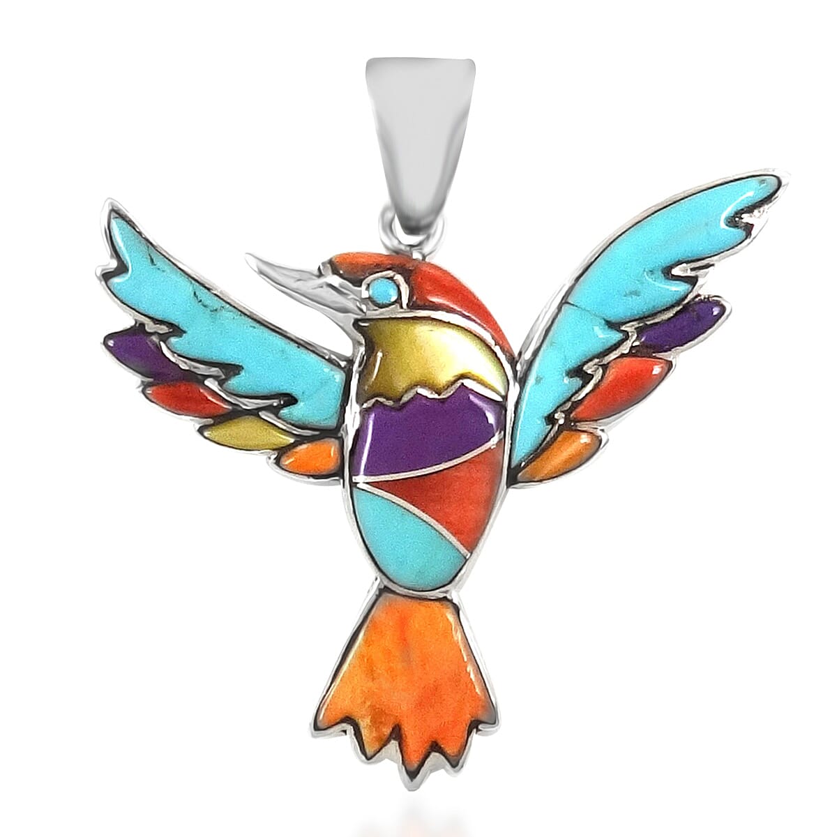 Santa Fe Collection 2.5 ct. Multi Gemstones Hummingbird Pendant in Sterling Silver 8214742 0