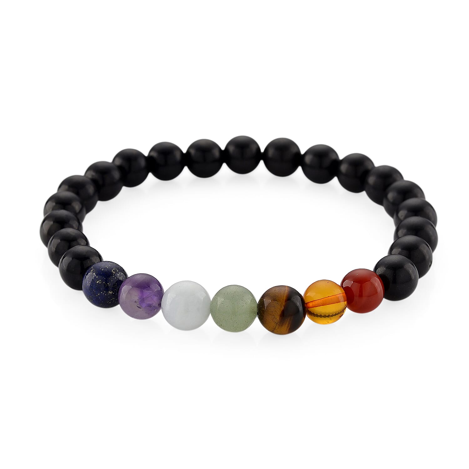 Shungite Seven Chakras Stretchable Bracelet 8198702 0
