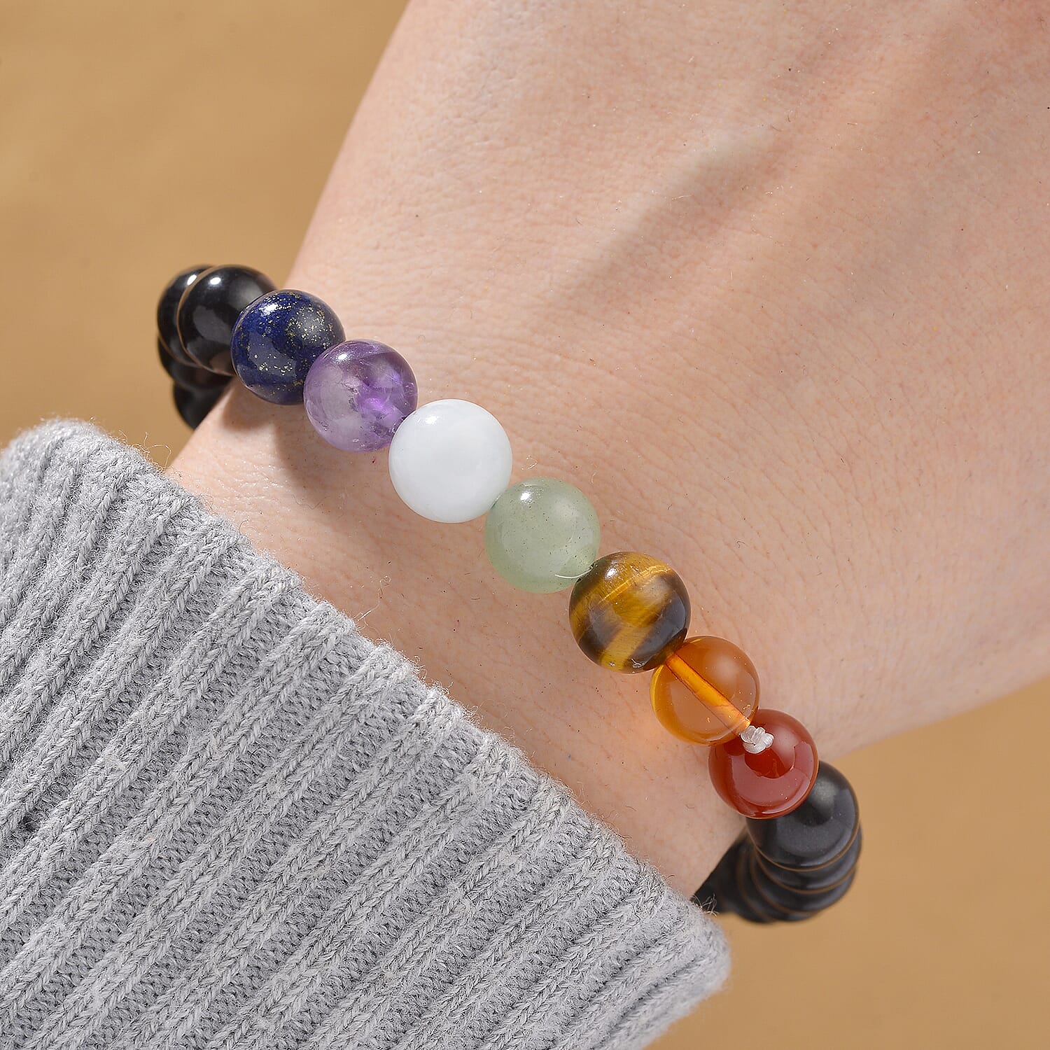 Shungite Seven Chakras Stretchable Bracelet 8198702 2