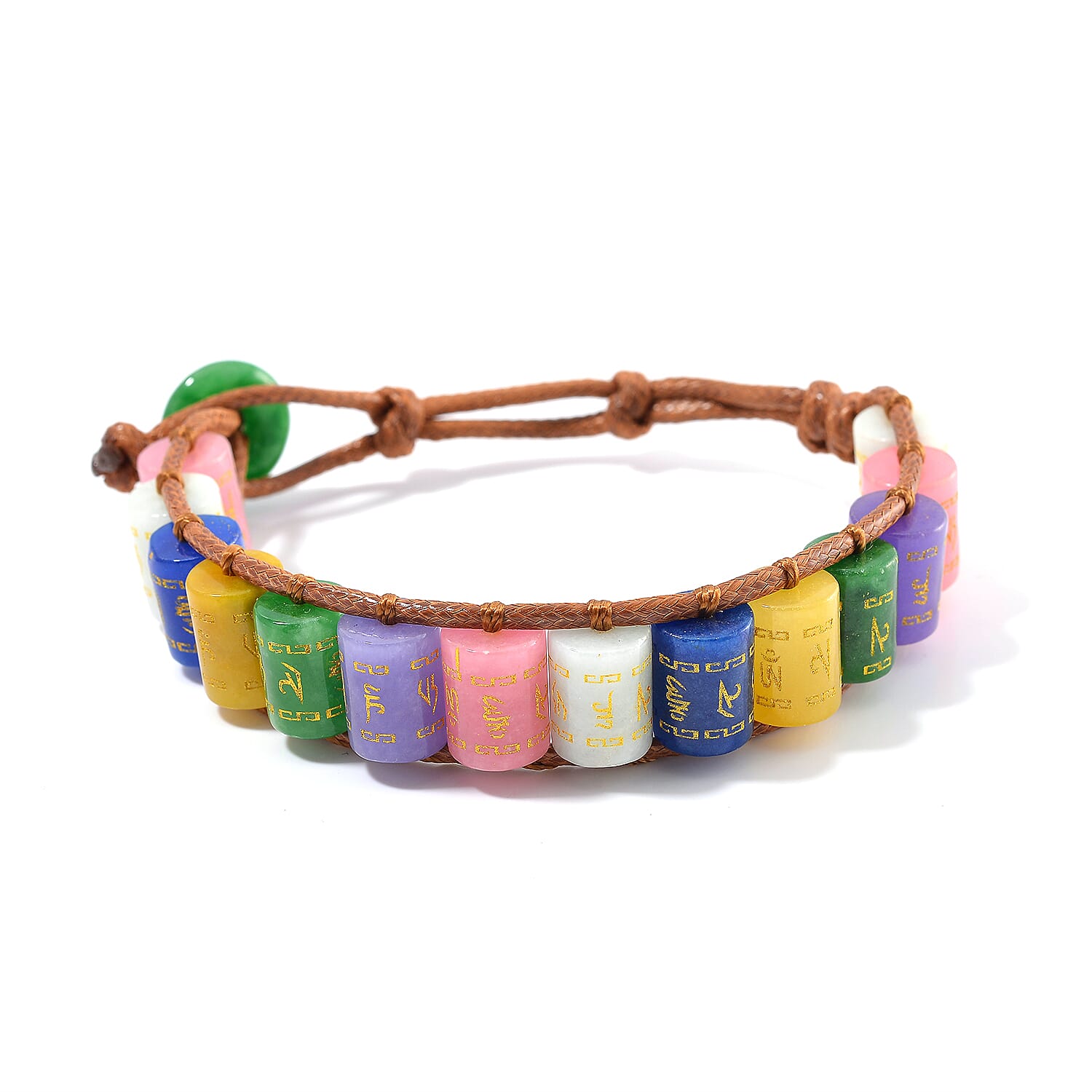 FIRST TIME EVER - Multi Jadeite Barrel Adjustable Feng Shui Bracelet (Size 6-9) 215.00 Ct. V32528261 0