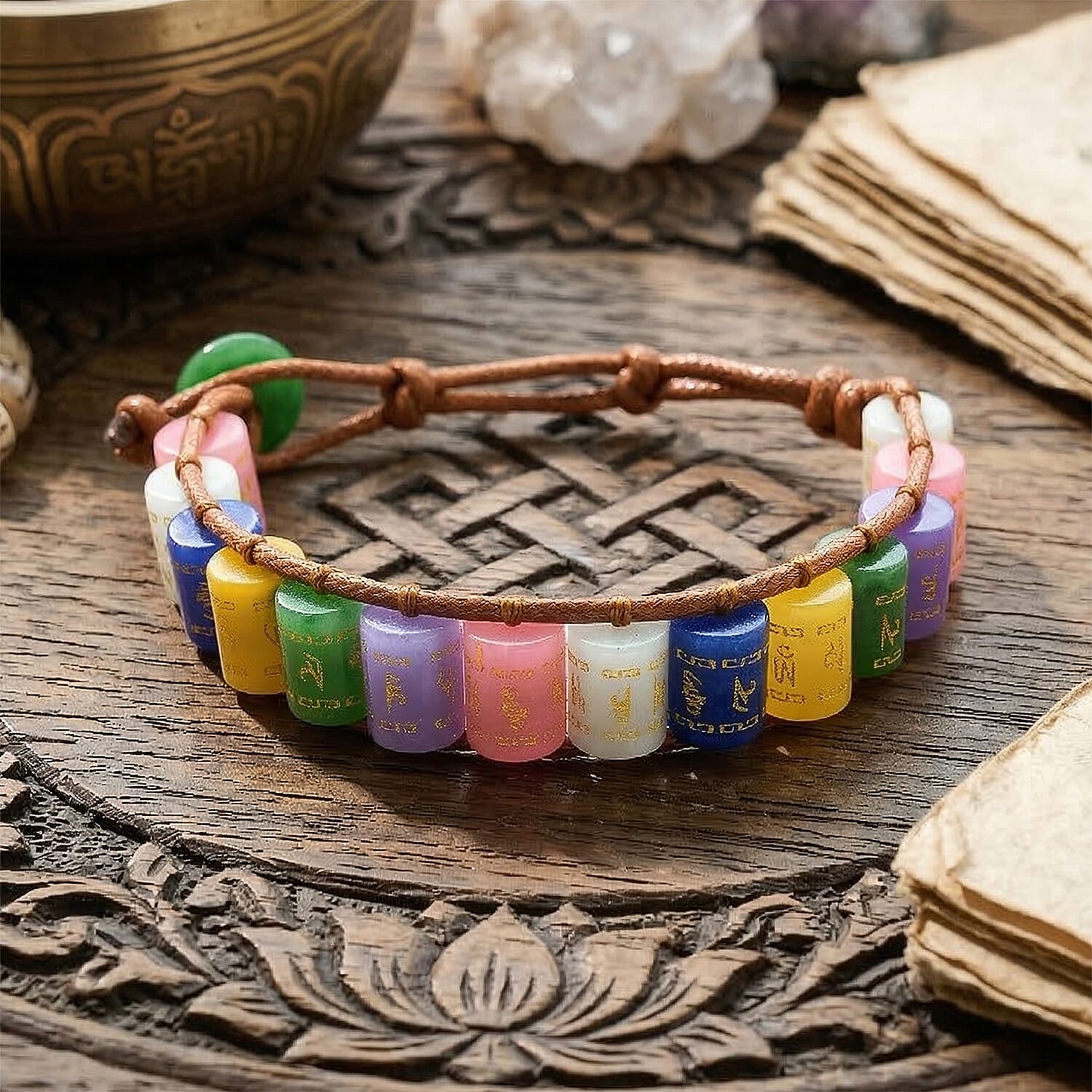 FIRST TIME EVER - Multi Jadeite Barrel Adjustable Feng Shui Bracelet (Size 6-9) 215.00 Ct. V32528261 3