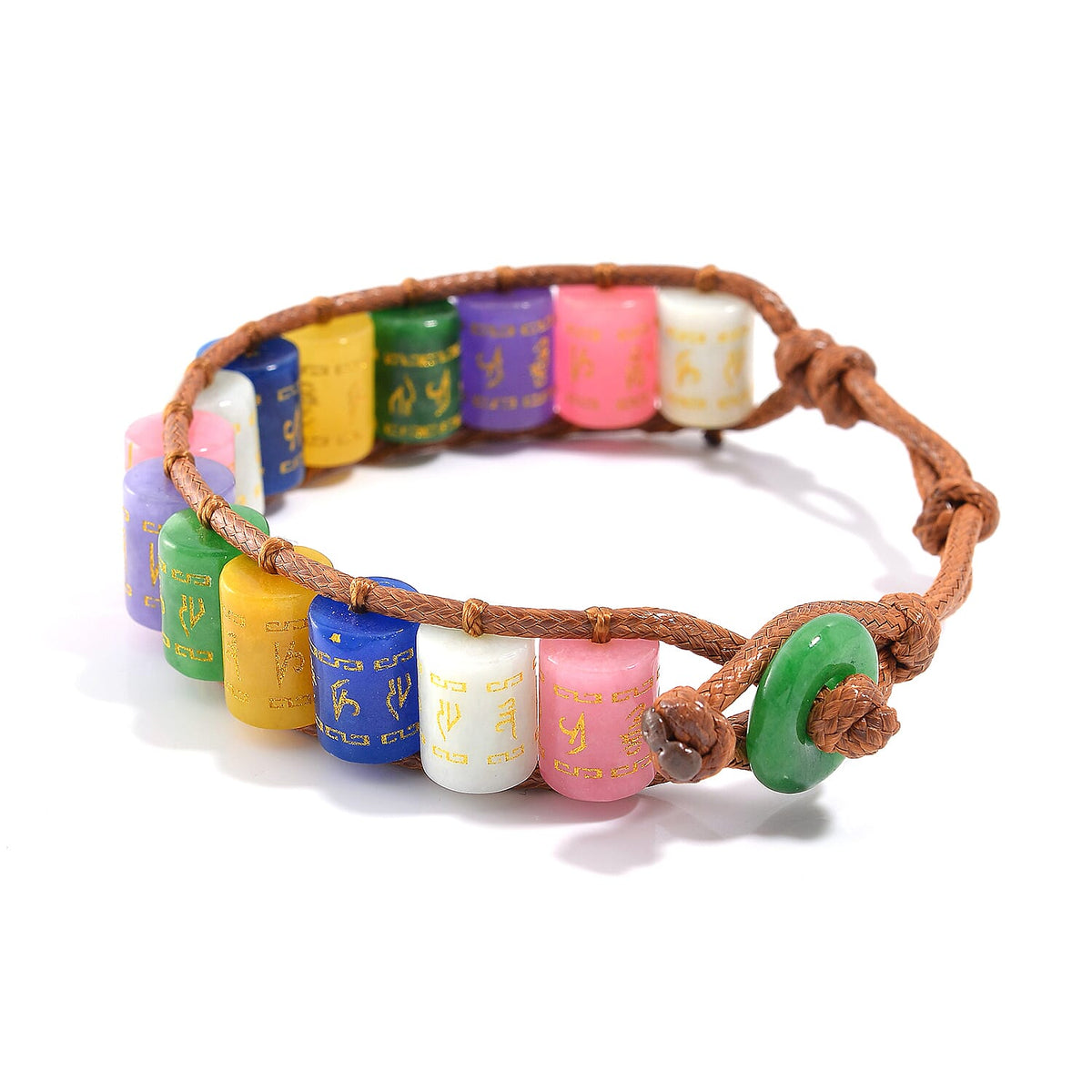 FIRST TIME EVER - Multi Jadeite Barrel Adjustable Feng Shui Bracelet (Size 6-9) 215.00 Ct. V32528261 4