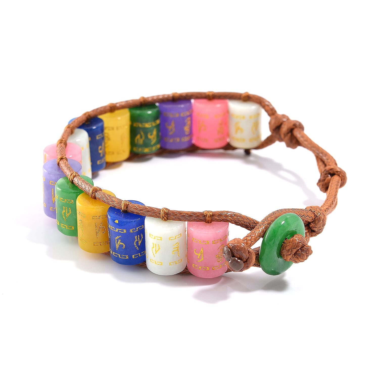 FIRST TIME EVER - Multi Jadeite Barrel Adjustable Feng Shui Bracelet (Size 6-9) 215.00 Ct. V32528261 4