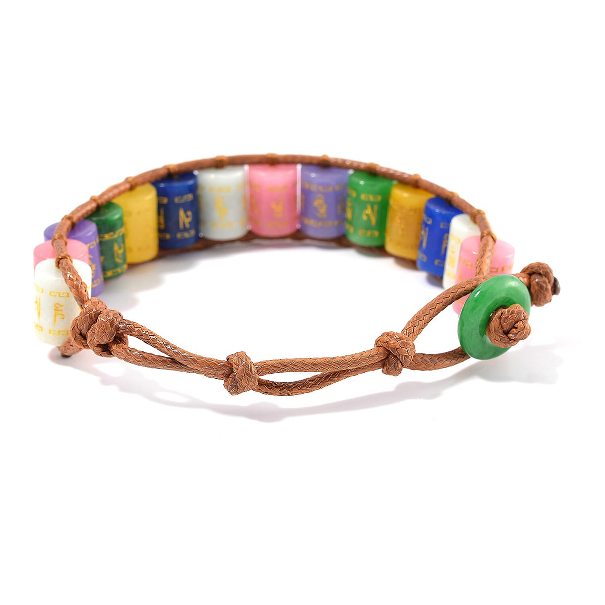 FIRST TIME EVER - Multi Jadeite Barrel Adjustable Feng Shui Bracelet (Size 6-9) 215.00 Ct. V32528261 5