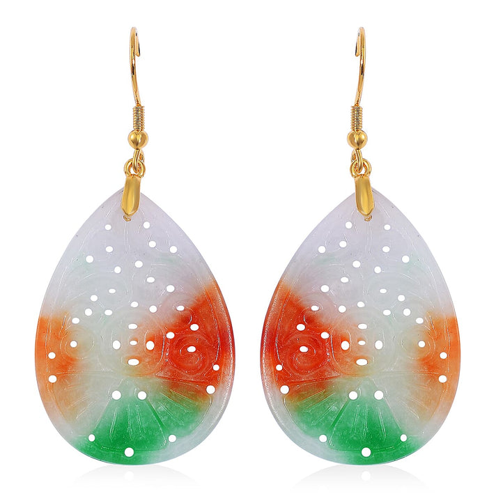Enhanced Multi Jade Earring with Hook in Yellow Gold Plated Sterling Silver 40.00 Ct. 7972643 1