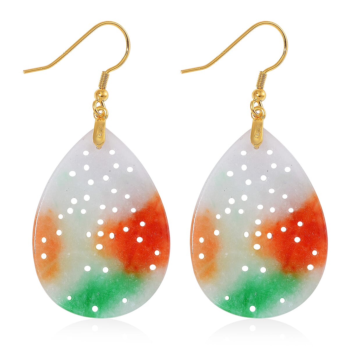 Enhanced Multi Jade Earring with Hook in Yellow Gold Plated Sterling Silver 40.00 Ct. 7972643 5