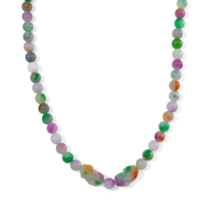 Enhanced Multi Jade Pixiu Necklace with Magnetic Lock (Size - 20) in Yellow Gold Plated Sterling Silver 400.00 Ct. 8136855 1