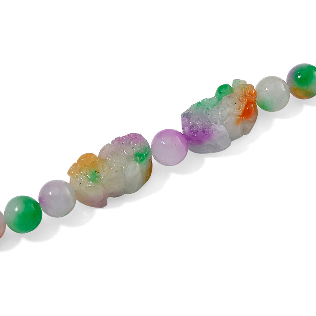 Enhanced Multi Jade Pixiu Necklace with Magnetic Lock (Size - 20) in Yellow Gold Plated Sterling Silver 400.00 Ct. V32520435 4
