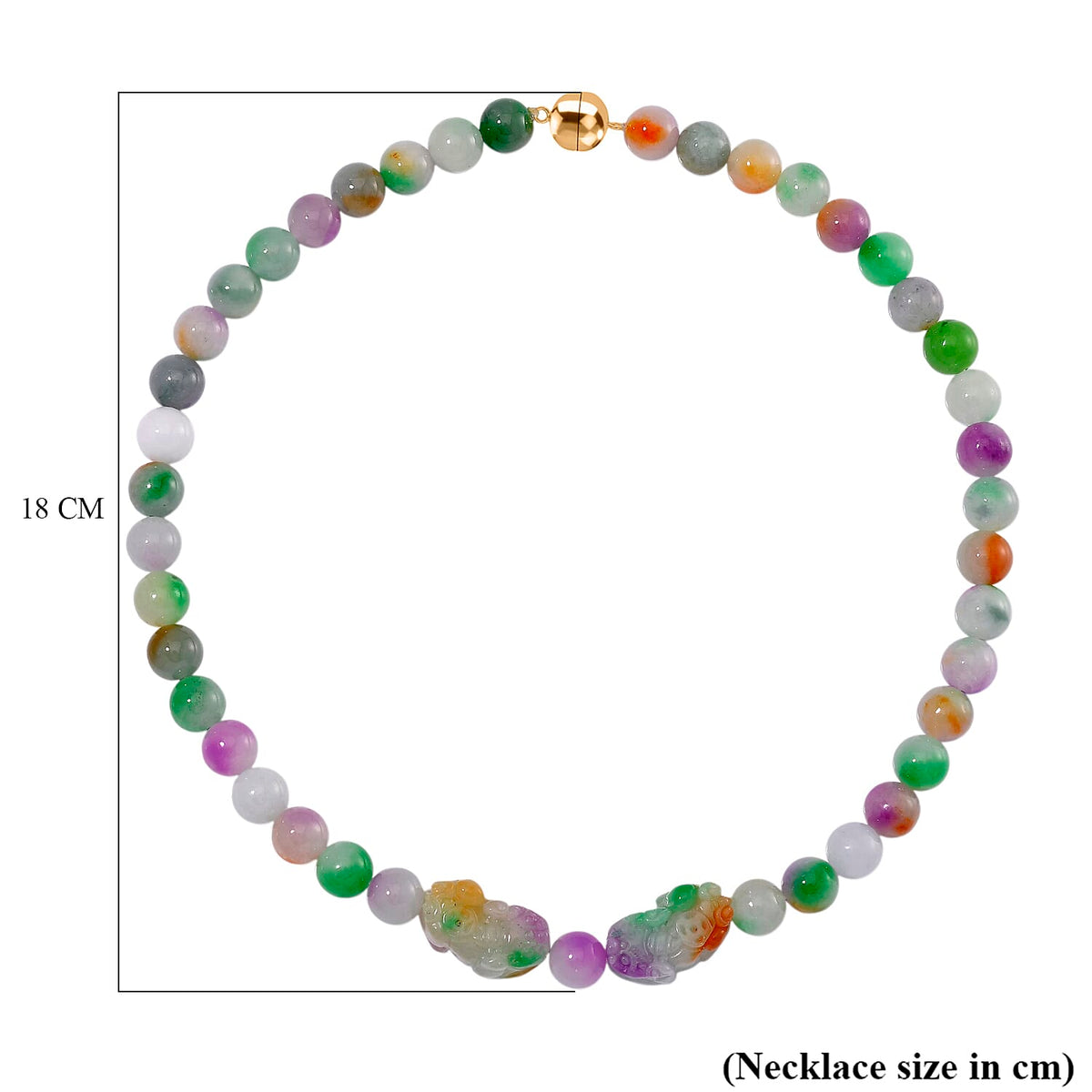 Enhanced Multi Jade Pixiu Necklace with Magnetic Lock (Size - 20) in Yellow Gold Plated Sterling Silver 400.00 Ct. V32520435 6