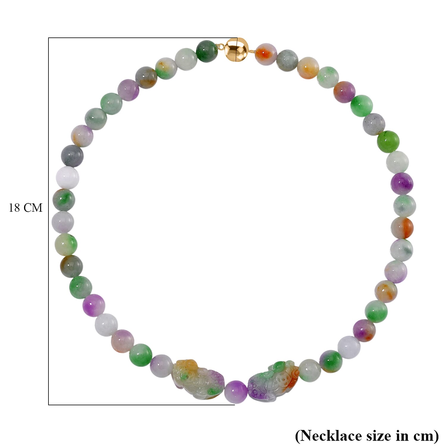 Enhanced Multi Jade Pixiu Necklace with Magnetic Lock (Size - 20) in Yellow Gold Plated Sterling Silver 400.00 Ct. V32520435 6
