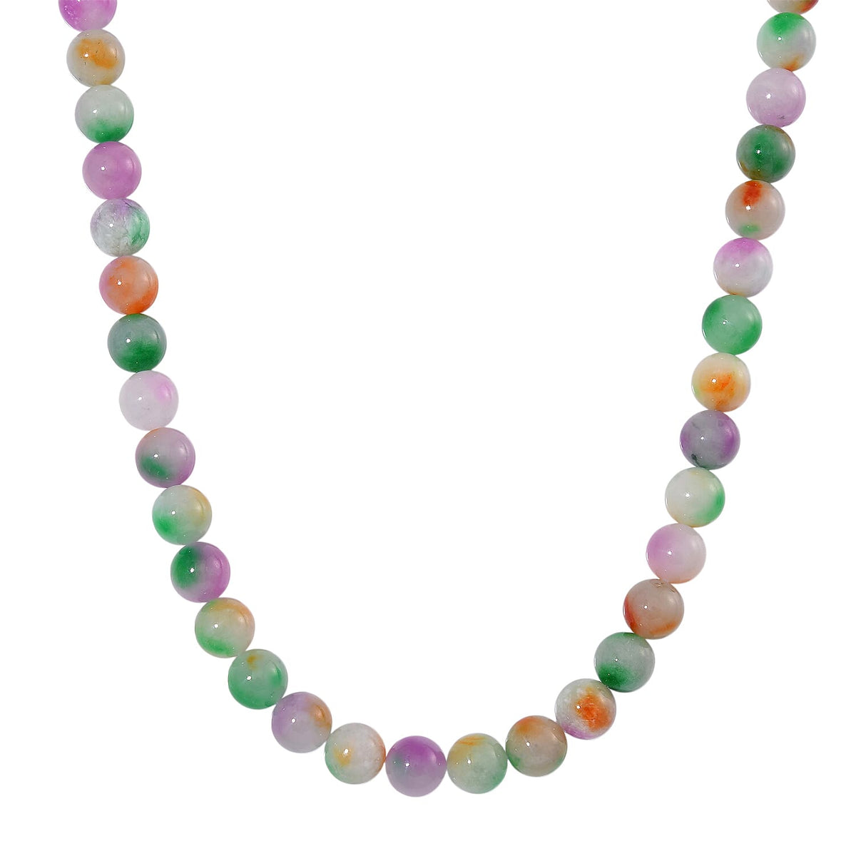 Multi Colour Burmese Jadeite Bead Necklace (Size - 20) with Magnetic Clasp in Yellow Gold Plated Sterling Silver 650 Ct. V32733644 2