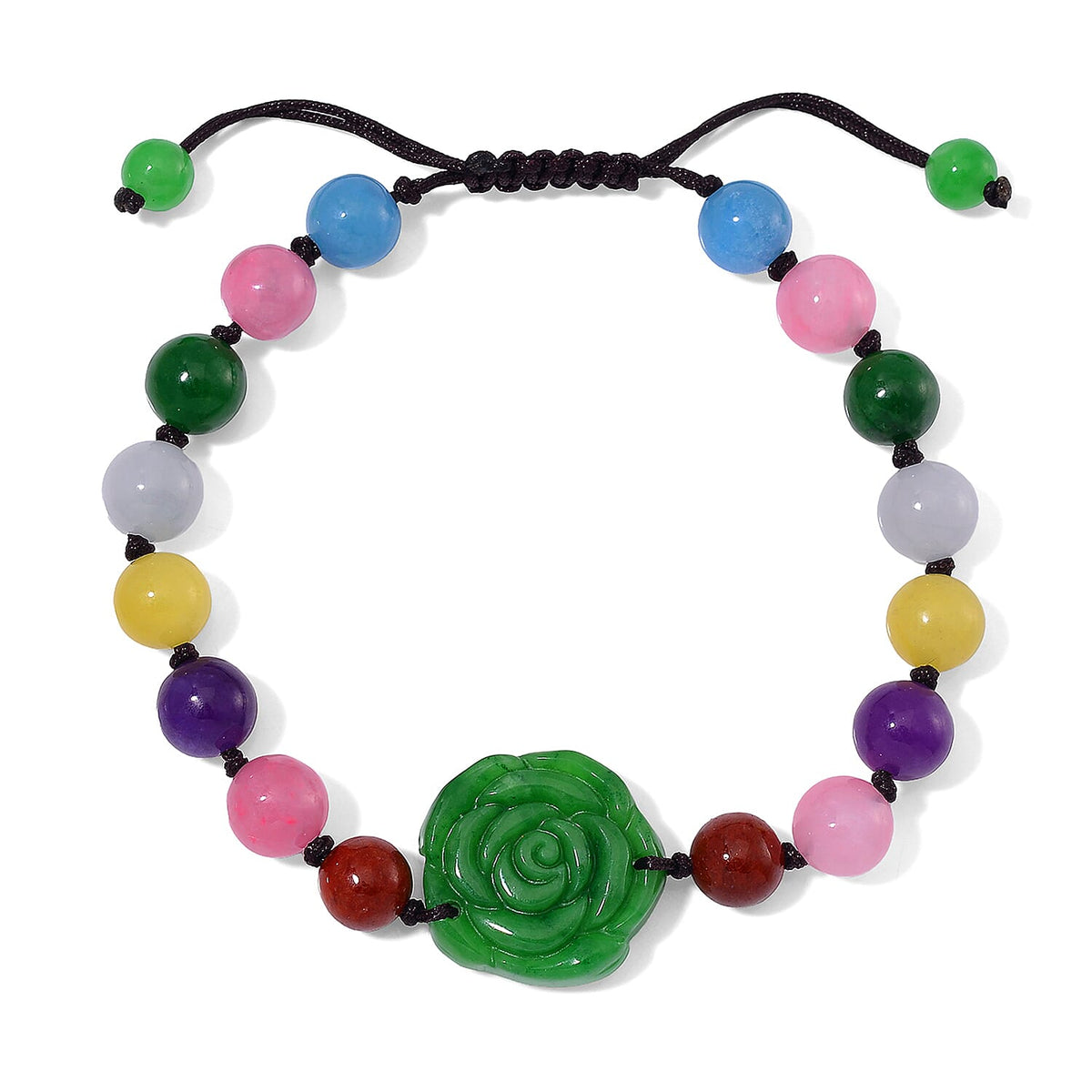 Green and Multi Colour Jade Stone Bracelet (Size 6.5 - 9 Adjustable) 105.00 Ct. 8193574 0