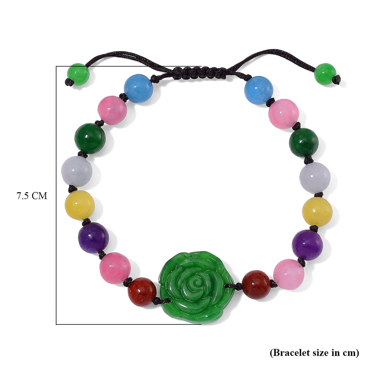 Green and Multi Colour Jade Stone Bracelet (Size 6.5 - 9 Adjustable) 105.00 Ct. 8193574 8