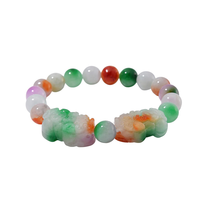 Enhanced Multi Colour Jade Stone Stretchable Bracelet 8136891 1