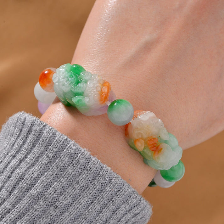 Enhanced Multi Colour Jade Stone Stretchable Bracelet 8136891 2
