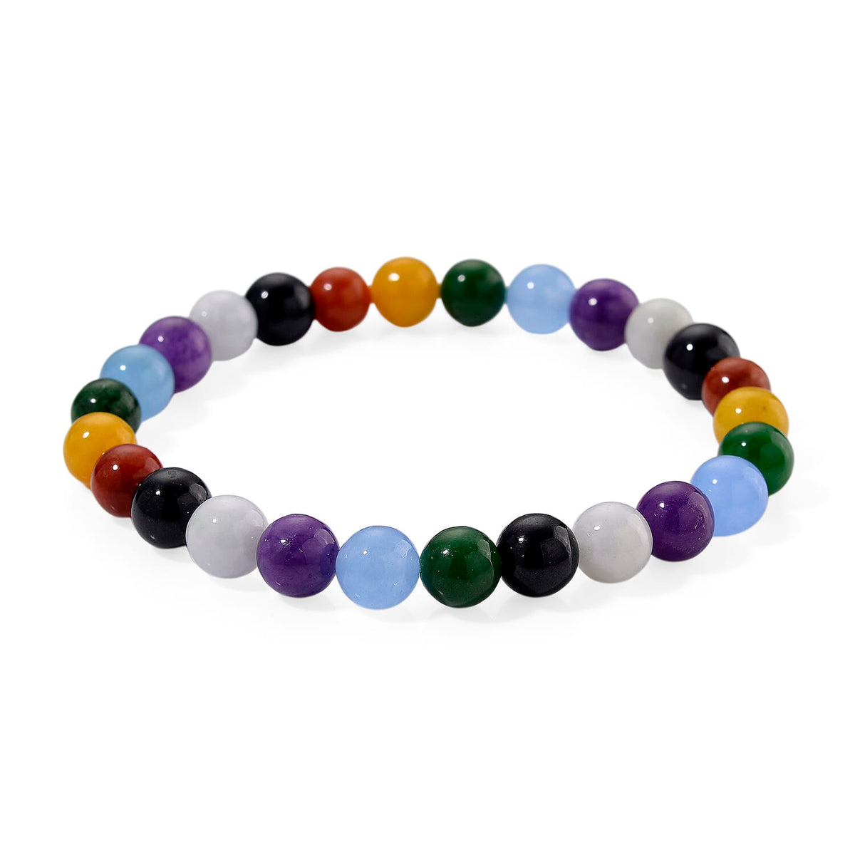Multi Jade Stone Bracelet (Size - 7 Stretchable) 112.00 Ct. 8191162 0