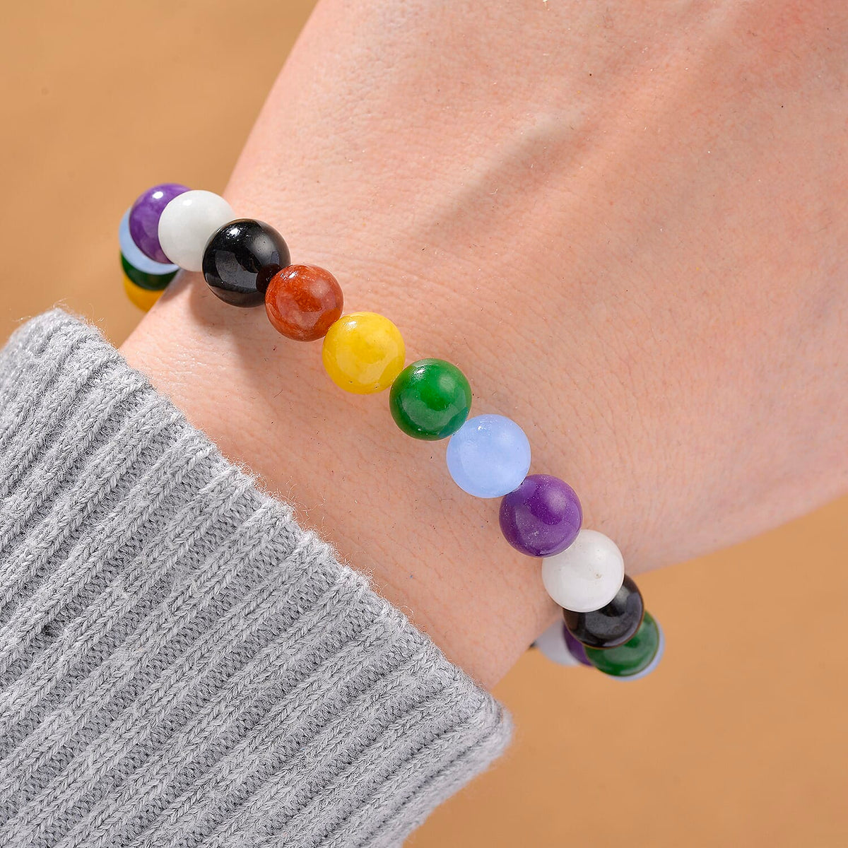 Multi Jade Stone Bracelet (Size - 7 Stretchable) 112.00 Ct. 8191162 2