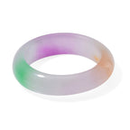 One Time Deal Rare Tucson Find- Multi Color Jadeite Jade (6mm) Band Ring 16.00 Ct.