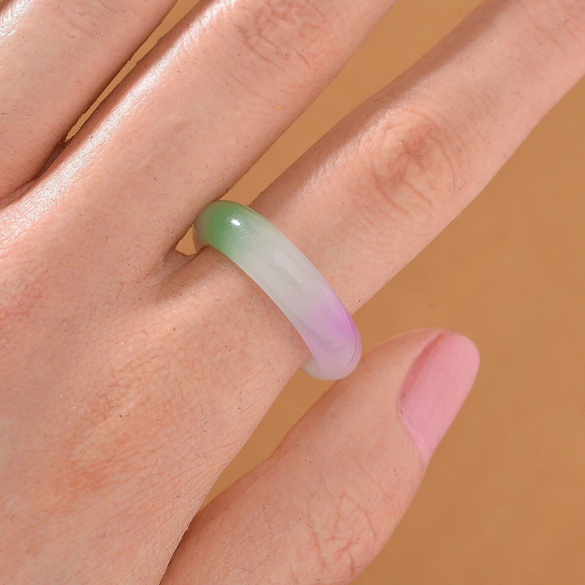 One Time Deal Rare Tucson Find- Multi Color Jadeite Jade (6mm) Band Ring 16.00 Ct. 8111728 2