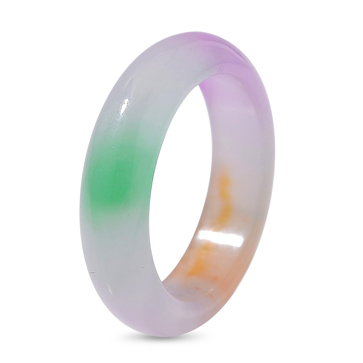 One Time Deal Rare Tucson Find- Multi Color Jadeite Jade (6mm) Band Ring 16.00 Ct. 8111728 4