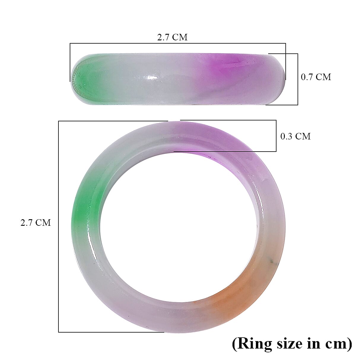 One Time Deal Rare Tucson Find- Multi Color Jadeite Jade (6mm) Band Ring 16.00 Ct. 8111728 5