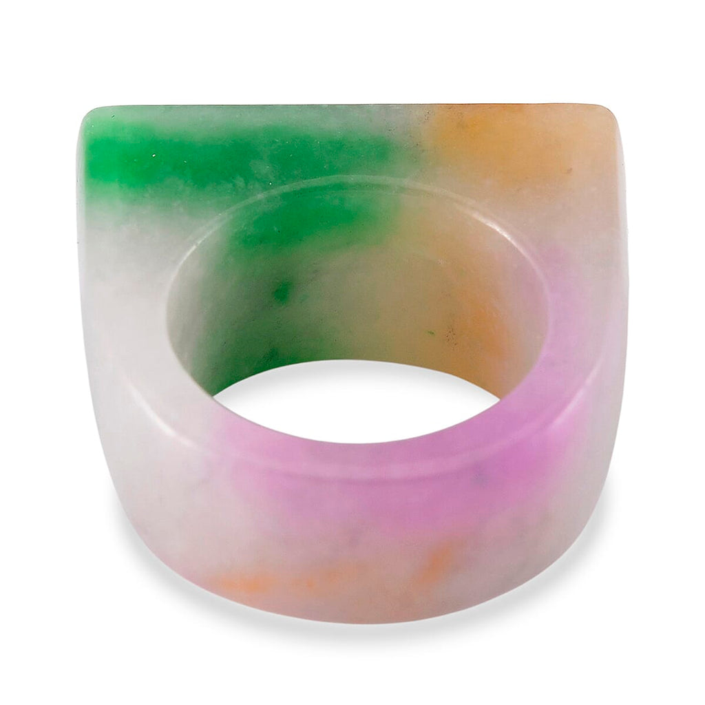Spirit of Spring - Premium Enhanced Multi Color Jadeite Ring 60.00 Ct.