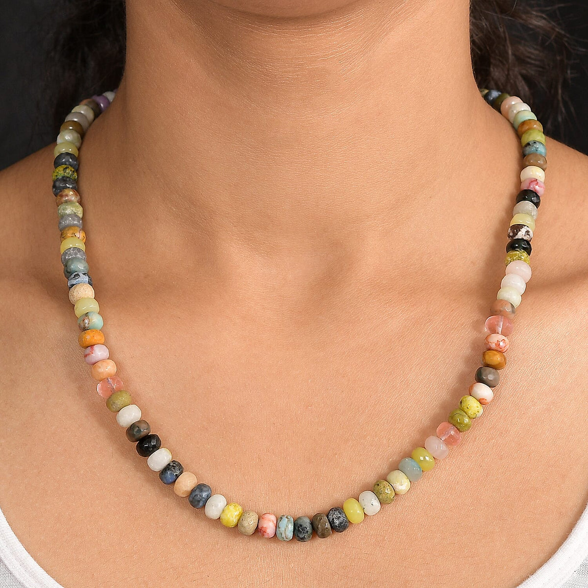 Aurora Collection - Multi Jasper Necklace (Size 20 - 1 Ext) with Senorita Clasp in Platinum Overlay 210.00 Ct. 8255906 2