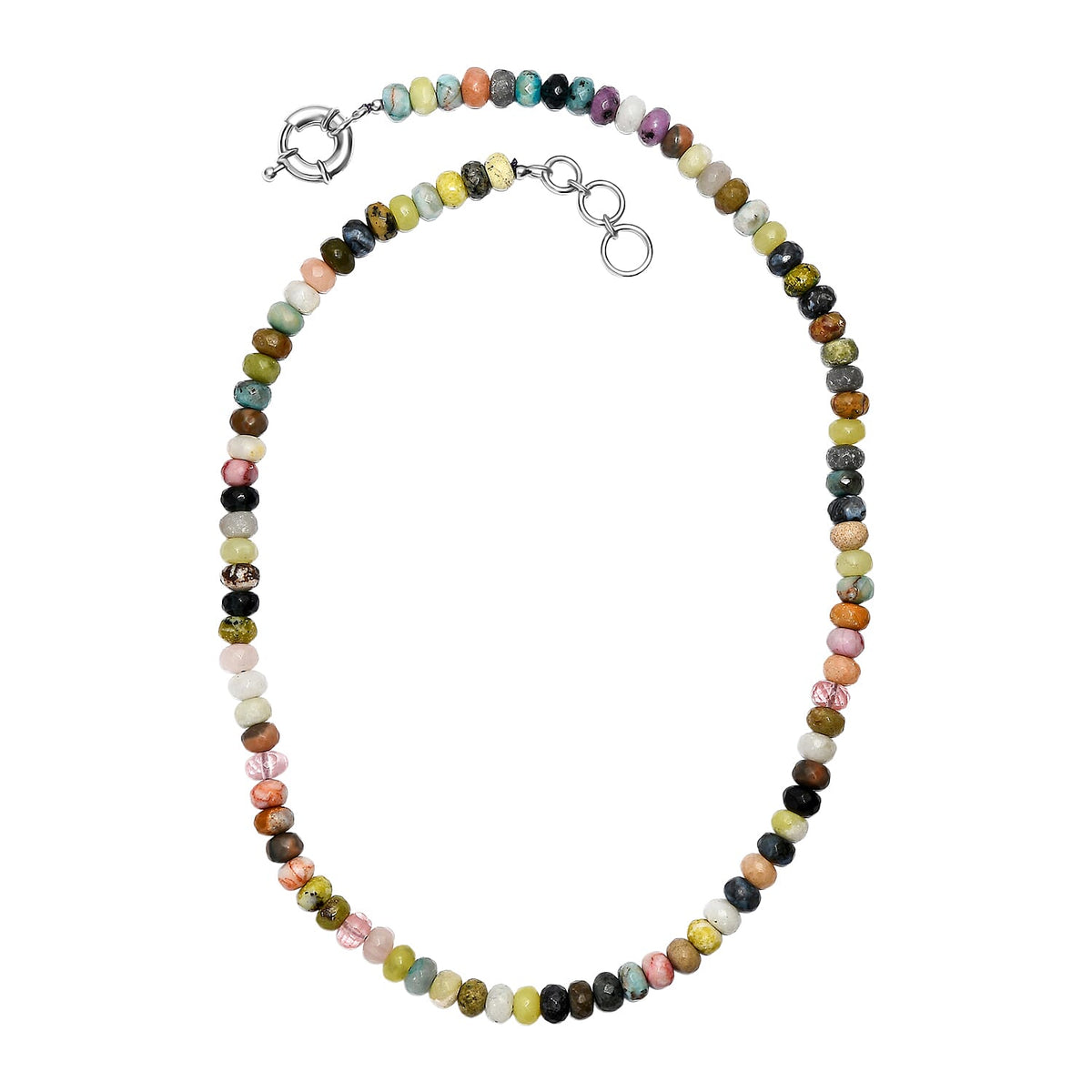 Aurora Collection - Multi Jasper Necklace (Size 20 - 1 Ext) with Senorita Clasp in Platinum Overlay 210.00 Ct. 8255906 4