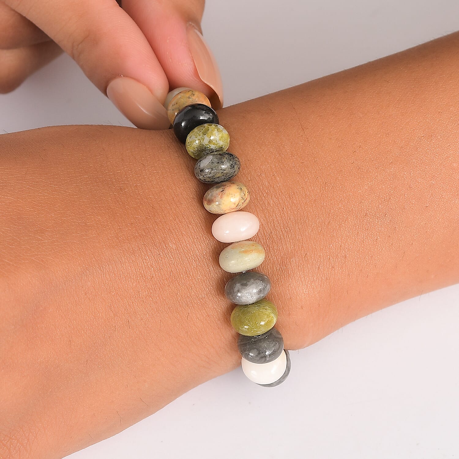 Aurora Collection - Multi Jasper Bracelet (Size 7.5 Strachable) 150.00 Ct. 8255907 3