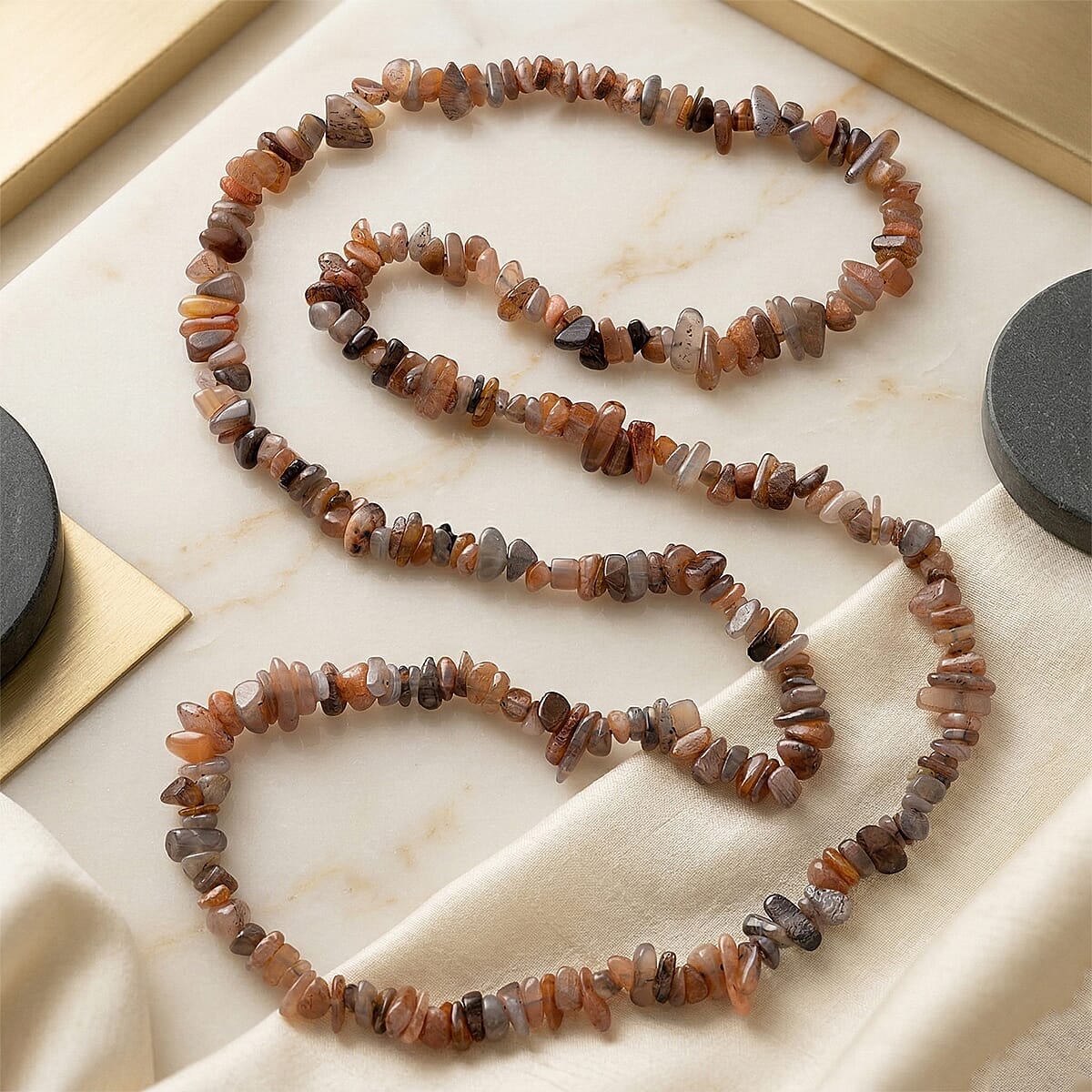 Multi Moonstone Chips Necklace (Size - 32) 353.00 Ct. V32515367 3