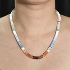 Multi Opal Necklace (Size - 18-2 Ext) in Rhodium Sterling Silver 125.00 Ct.